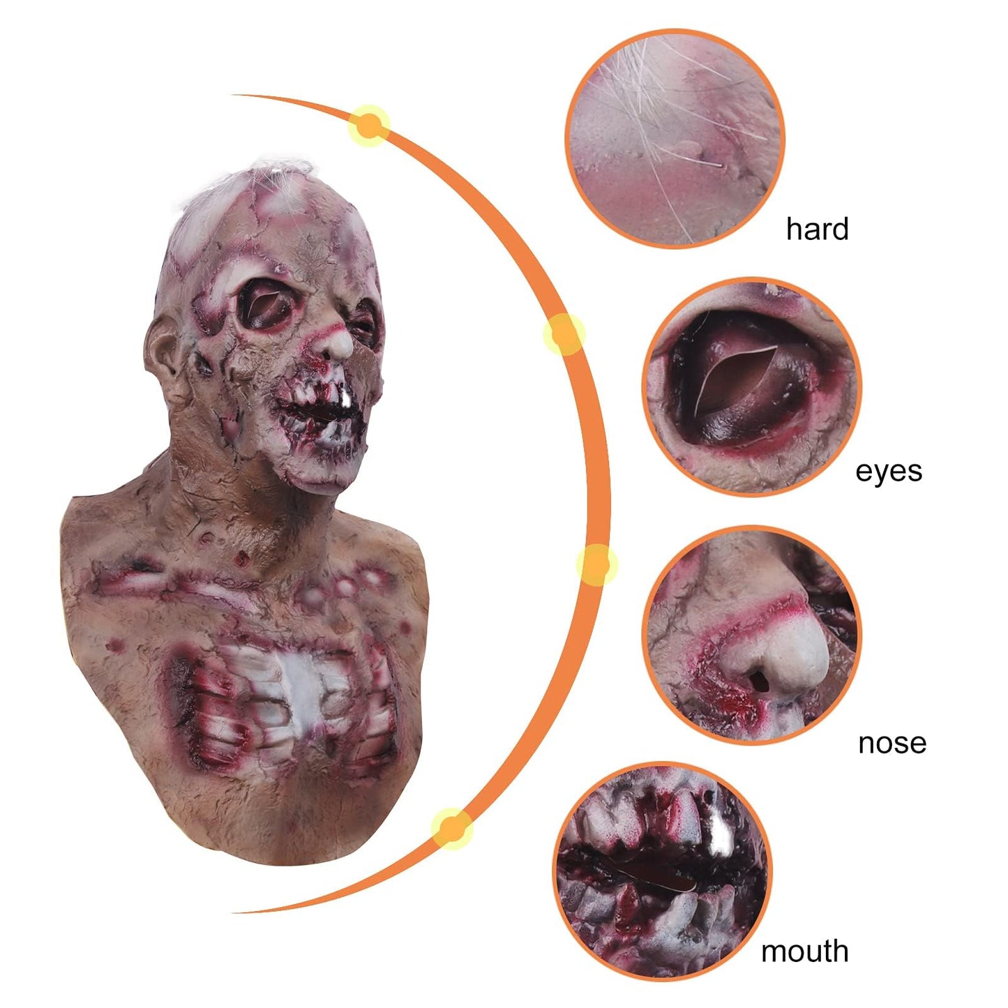 MOLEZU Scary Zombie Head Mask Vampire Mask for Adult Creepy Costume Horror Halloween Decoration Props, Latex Halloween Mask.