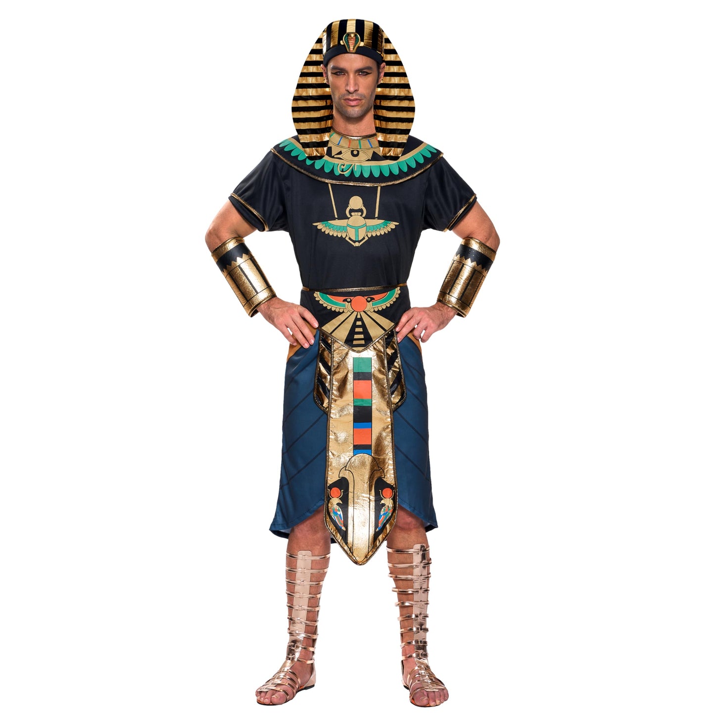 Spooktacular Creations Halloween Egyptian Pharaoh Costume Men, Adult Pharaoh Halloween Costume for Men Role-Playing Cosplay (Large)