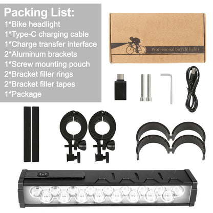 Bike Light for Night Riding, 4800 Lumen Bike Lights with High Beam and Low Beam for Mountain Road, USB Rechargeable Bicycle Headlight, Waterproof Bicycle Headlight with 4 Modes for Commuters Adults