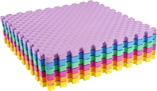 BalanceFrom EVA Interlocking Foam Exercise Tile Mat - Non-Slip Puzzle Flooring for Home Gym | 24x24 Inch, Multiple Colors & Thickness Options