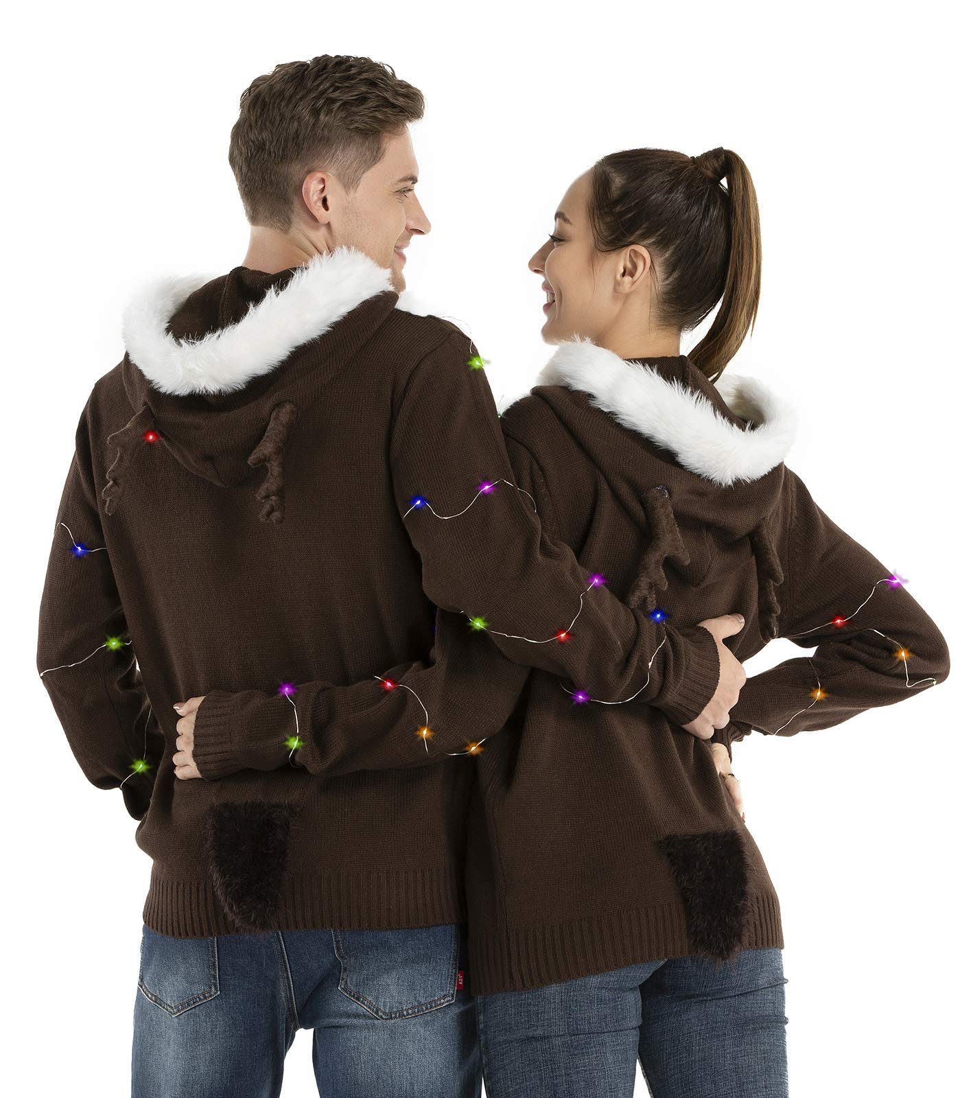 Unisex Men's Ugly Christmas Sweater LED Light Funny Novelty Knit Pullover (Large)
