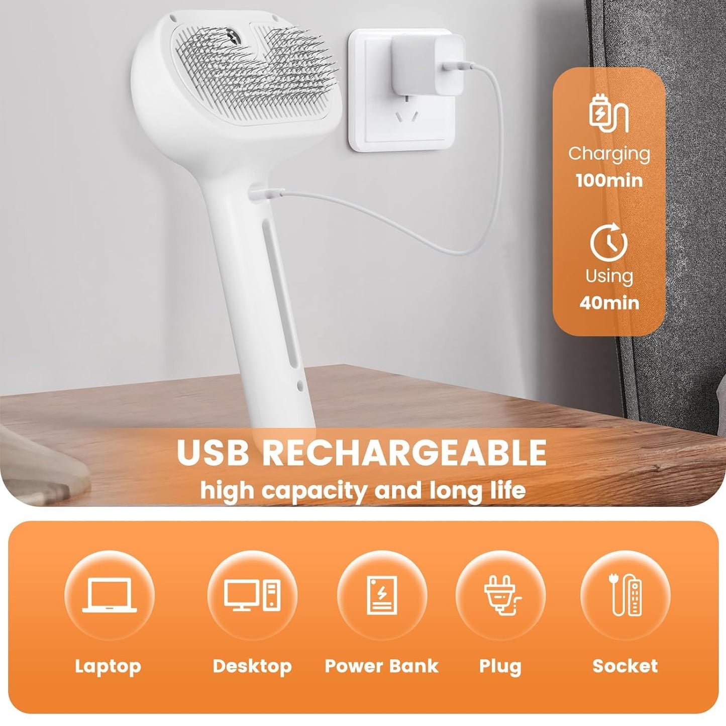 Cat Steam Brush, Pet Spray Hair Removal Comb with Release Button for Shedding & Grooming, Water Brush for Indoor Cats Dogs