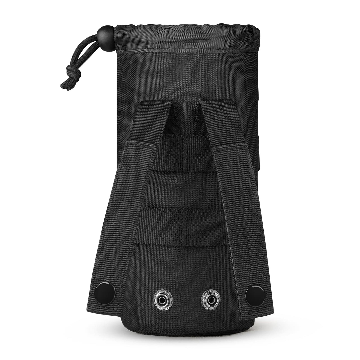 Gonex Tactical Military MOLLE Water Bottle Pouch, Drawstring Open Top & Mesh Bottom Travel Water Bottle Bag Tactical Hydration Carrier Black
