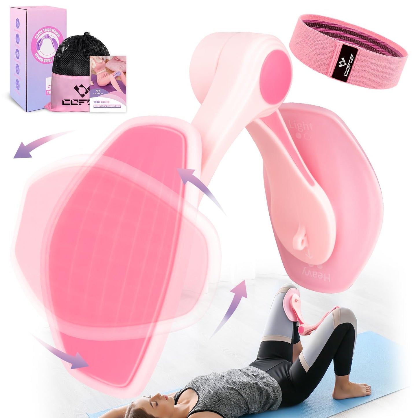 Thigh Master, Adjustable 25-35 lb Kegel Pelvic Floor Exercise Devices for Women mit Fabric Resistance Band, Inner Thigh Exerciser Enhanced Resistance Hip Muscle for Home Gym (Pink)