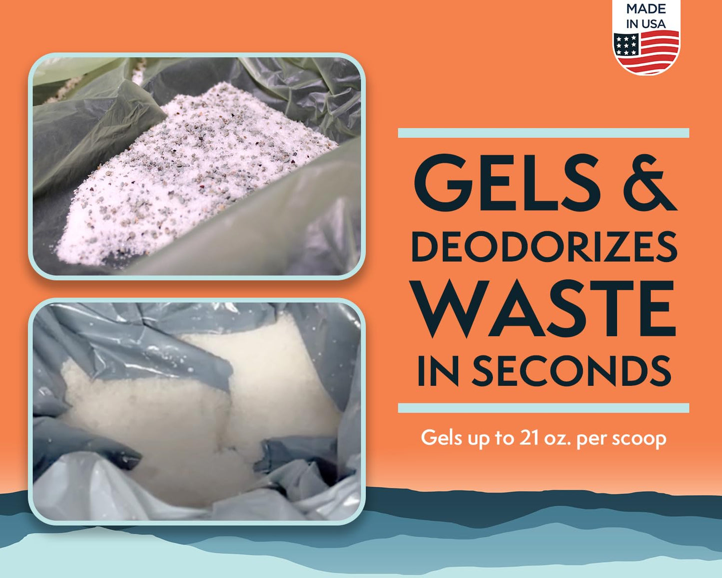 Cleanwaste Portable Mini Poo Powder Deodorizing Waste Treatment - 55 Scoops - Pee and Poop Gelling Powder for Camping, Travel, Emergencies