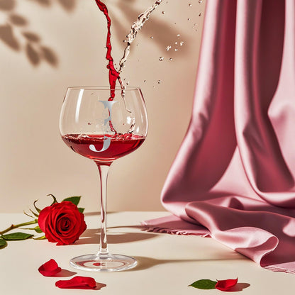 Valentines Day Gifts for Her, Initial A-Z Wine Glass Customized Gift For Women, Personalized Galentines Mothers Day Christmas Birthday Gifts for Women Her Mom Best Friend Sister Wife Sister (J)