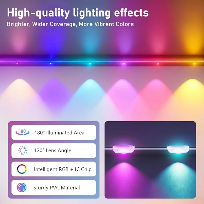 100FT Christmas Permanent Outdoor Lights,RGB+IC Eaves Lights with App & Remote Control,DIY Multi-Color Scene Modes,IP67 Waterproof,Outdoor Strings for House,Holiday Decorations for Christmas