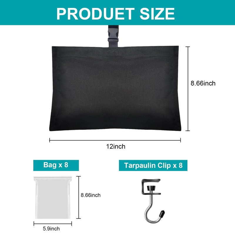 Boat Cover Sand Bags Weights, Weighted Bags Fit for Boat Mooring Covers Car RV Cover, 900D Marine Grade Sand Bags for Weight, Windproof Weighted Sandbags Tarp Weights & Tarp Clip Boating Accessories