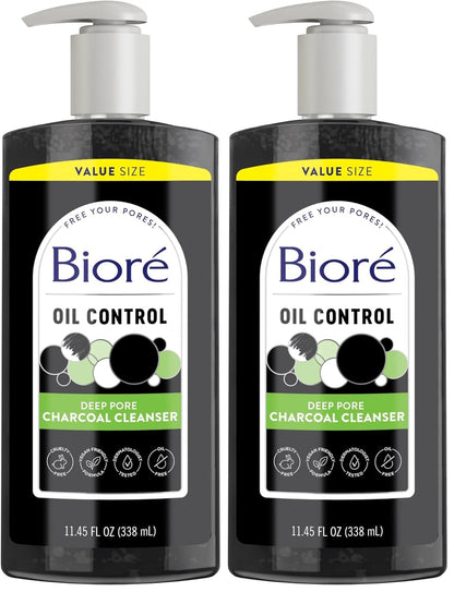 Biore Deep Pore Charcoal Face Wash, Daily Facial Cleanser for Dirt & Makeup Removal, for Oily Skin, 6.77 Oz
