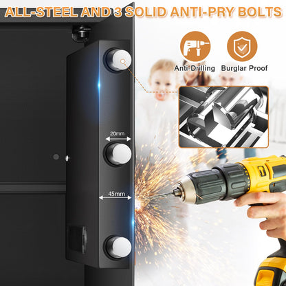 3.3 Cub Large Home Safe Fireproof Waterproof, Anti-theft Fireproof Safe Box with Programmable Keypad, Spare Keys and Removable Shelf, Digital Security Safe for Home Money Firearm Documents Medicines