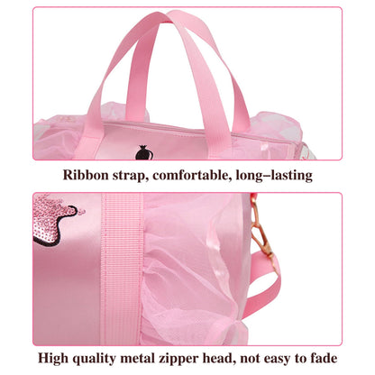 besbomig Girls Ballet Dance Bag Pink Shoulder Crossbody Sports Bag Princess Shoes Dancewear Storage Handbag Tote for Ballerina Dancer Kids