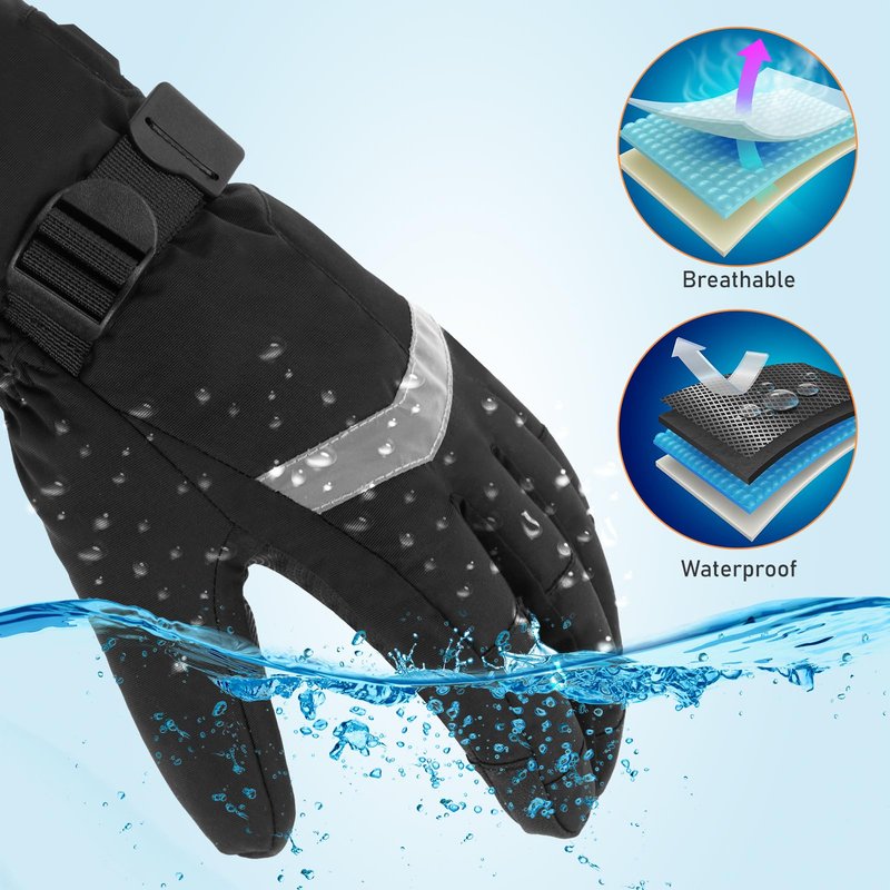 Heated Gloves for Men Women - 5V 5000mAh Rechargeable Heating Gloves 3 Heating Levels Electric Non-Slip Heated Gloves, Hand Warmer for Winter Skiing Motorcycle Cycling Camping (Black, L)