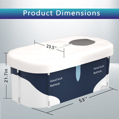 53" Extra Large Portable Foldable Bathtub with Metal Frame for Adult, Family SPA Soaking Tub with Cover for Small Bathroom, Thicken Multiple Layer Bathtub with Lid (53" Milk with Metal Frame)