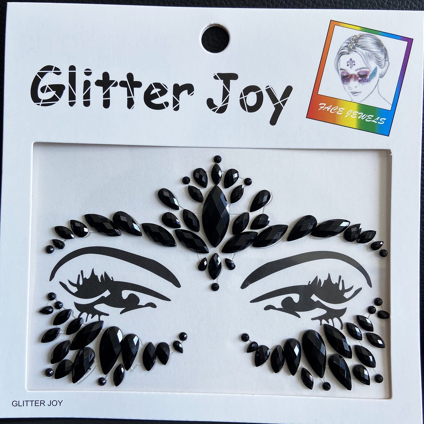 Face Gems Jewels, Festival Face Jewels Tattoo Stickers,Face Gems Stick on, Body Gem Stones Temporary Face Tattoos for Festival,4-Pack, Black