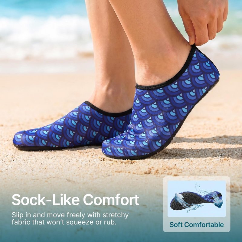 Water Shoes for Women Men Quick-Dry Aqua Socks Swim Beach Barefoot Yoga Exercise Wear Sport Accessories Pool Camping Must Haves Adult Youth Size 8.5-9.5Women/7.5-8.5Men