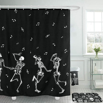 Honoson 8 Pcs Skeleton Shower Curtain Set with Rugs and Kitchen Towels Skeleton Farmhouse Shower Curtain Bathroom Set for Farmhouse Country Summer Halloween Housewarming Gifts Decor