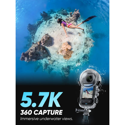 Insta360 X3 Invisible Dive Kit - Waterproof 5.7K 360 Action Camera, Dive Case, Selfie Stick, Dual 1/2" 48MP Sensors, Stabilization, 360 Horizon Lock, 4K Single-Lens, AI Editing