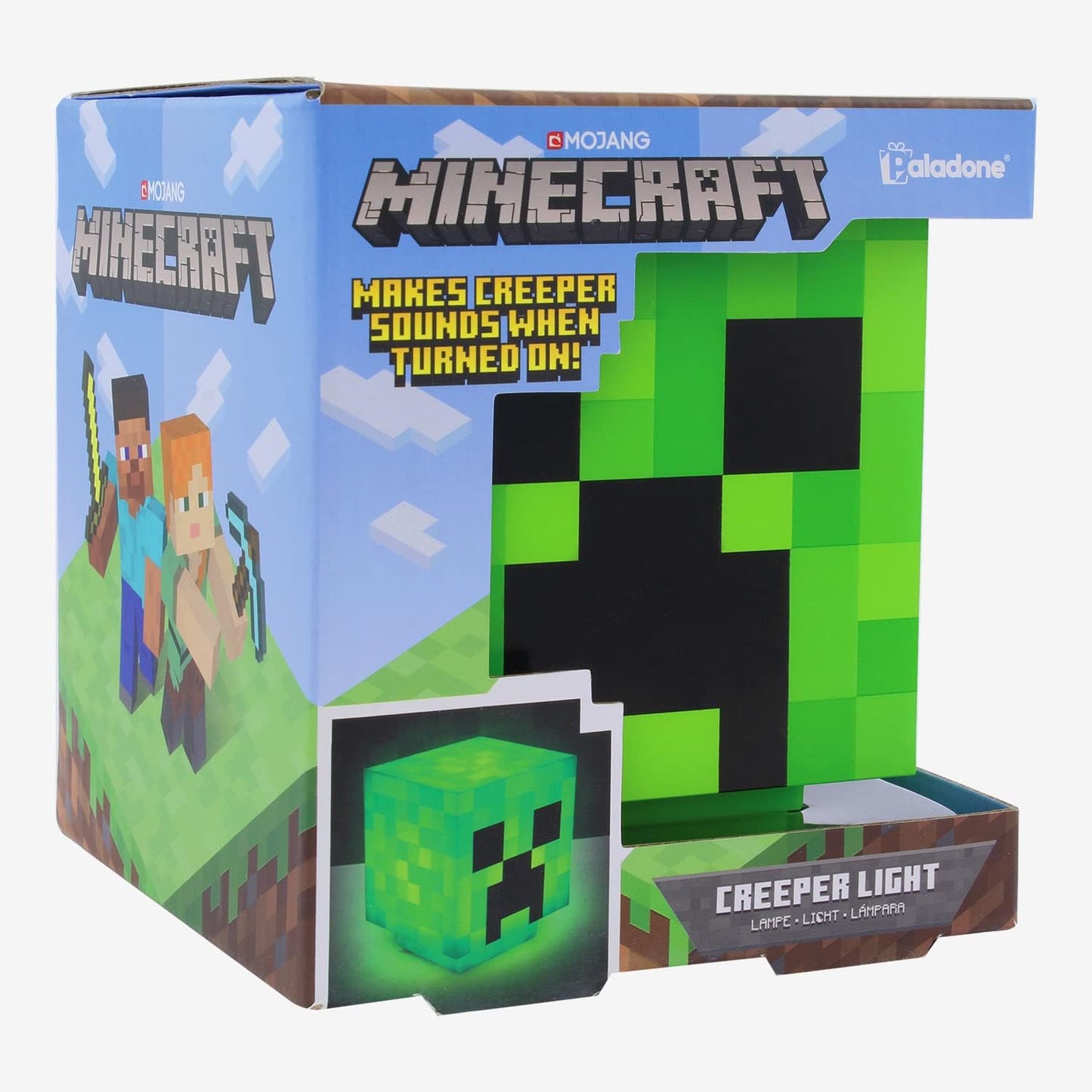 Minecraft Creeper Desk Light with Official Creeper Sounds, Handheld Night Light for Kids Room or Gamer Décor Officially Licensed Minecraft Gifts | Paladone, Green