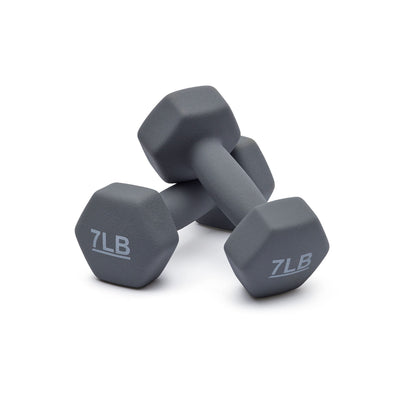 Amazon Basics Neoprene Dumbbell Hand Weights, 7 Pounds, Pair, Light Grey