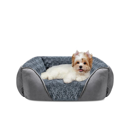 INVENHO Rectangle Washable Orthopedic Dog Bed for Small, Medium and Large Dogs, Soft Calming, Sleeping Puppy Bed Durable Pet Cuddler with Anti-Slip Bottom, S (20"x19"x6")