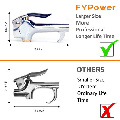 FYPower 22 Pieces Air Compressor Accessories kit, 3/8 inch x 50 ft Hybrid Air Compressor Hose Kit, 1/4" NPT Quick Connect Air Fittings, Tire Inflator Gauge, Heavy Duty Blow Gun, Swivel Plugs