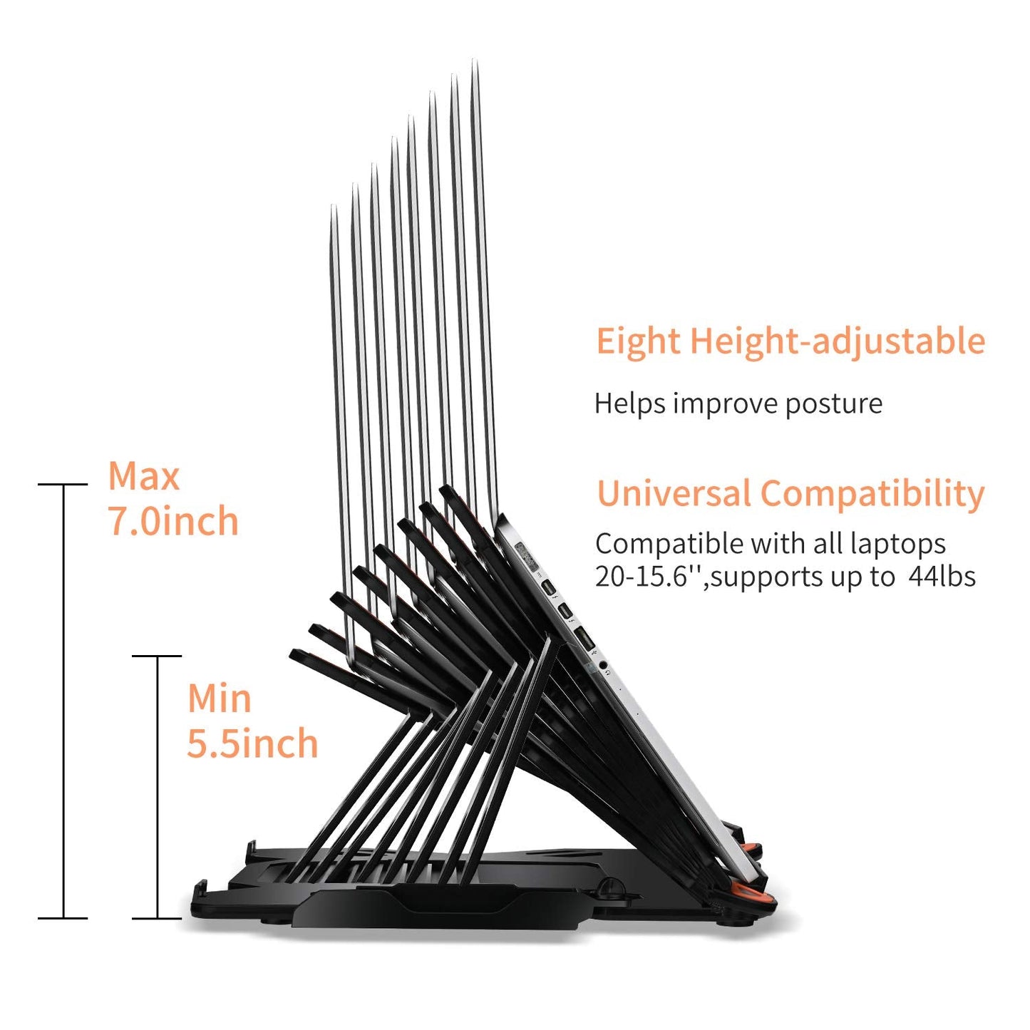 Ergonomic Adjustable Laptop Stand for Desk with Phone Holder & 360° Rotation - Foldable Portable Stand for 10-17" Laptops, MacBook Pro 16", Gaming Laptops, Tablets | Heavy-Duty & Ventilated Design