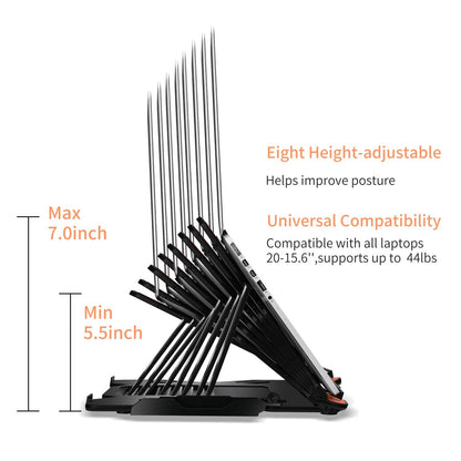 Ergonomic Adjustable Laptop Stand for Desk with Phone Holder & 360° Rotation - Foldable Portable Stand for 10-17" Laptops, MacBook Pro 16", Gaming Laptops, Tablets | Heavy-Duty & Ventilated Design