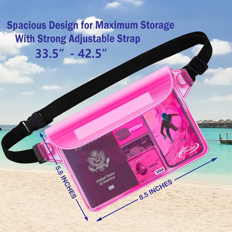 AiRunTech Waterproof Phone Pouch, Cruise Essentials 2-Piece Set, Beach Vacation Kayak Boating Cruise Accessories Must Haves, Waterproof Bag for Travel with Phone Lanyard (1 Phone case + 1 Fanny Pack)