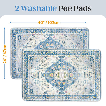 Washable Pee Pads for Dogs, 2 Pack Reusable Puppy Training Pads 102x67cm Super Absorbent Waterproof Dog Training Pads, Non-Slip Potty Pads for Floor, Crate, Whelping Pads Litter Mat Pet Supplies