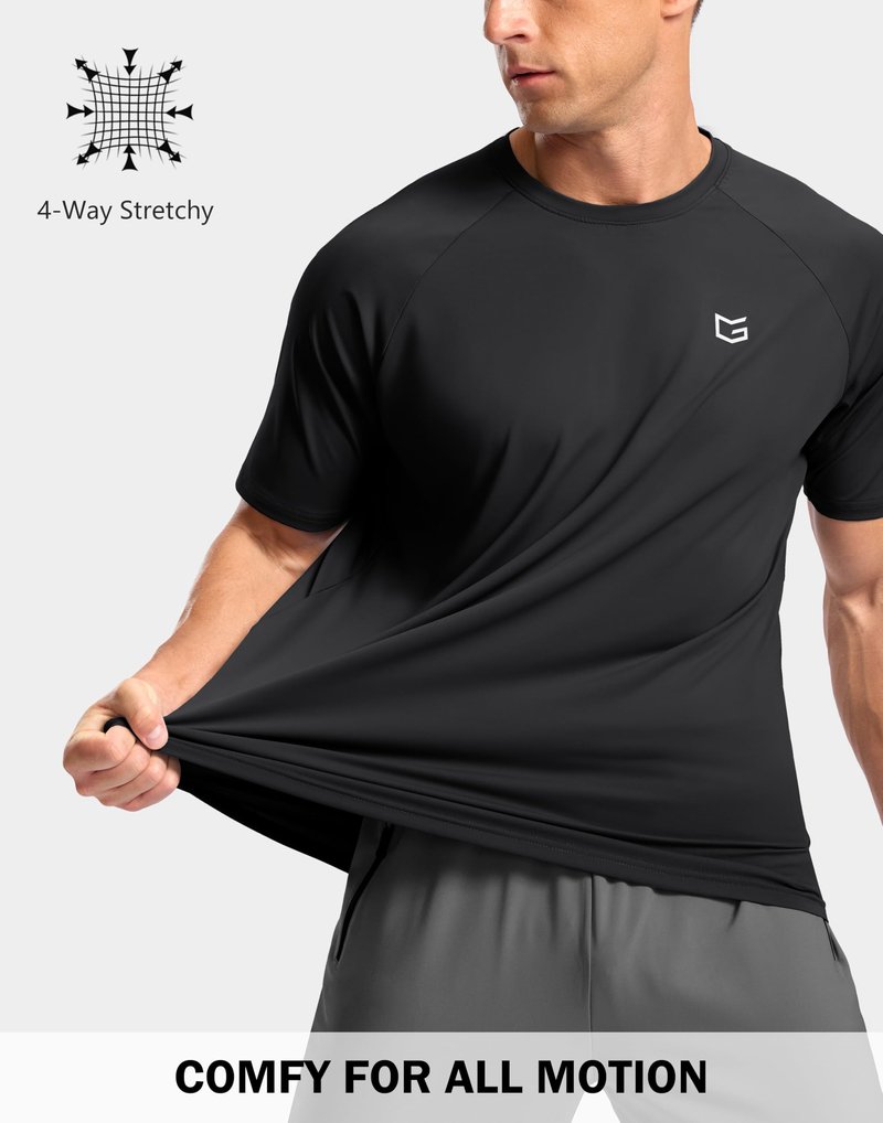 G Gradual Men's Athletic Workout T-Shirts Moisture Wicking Cooling Running Shirts Short Sleeve Performance Tee for Gym Tennis(Black,XL)