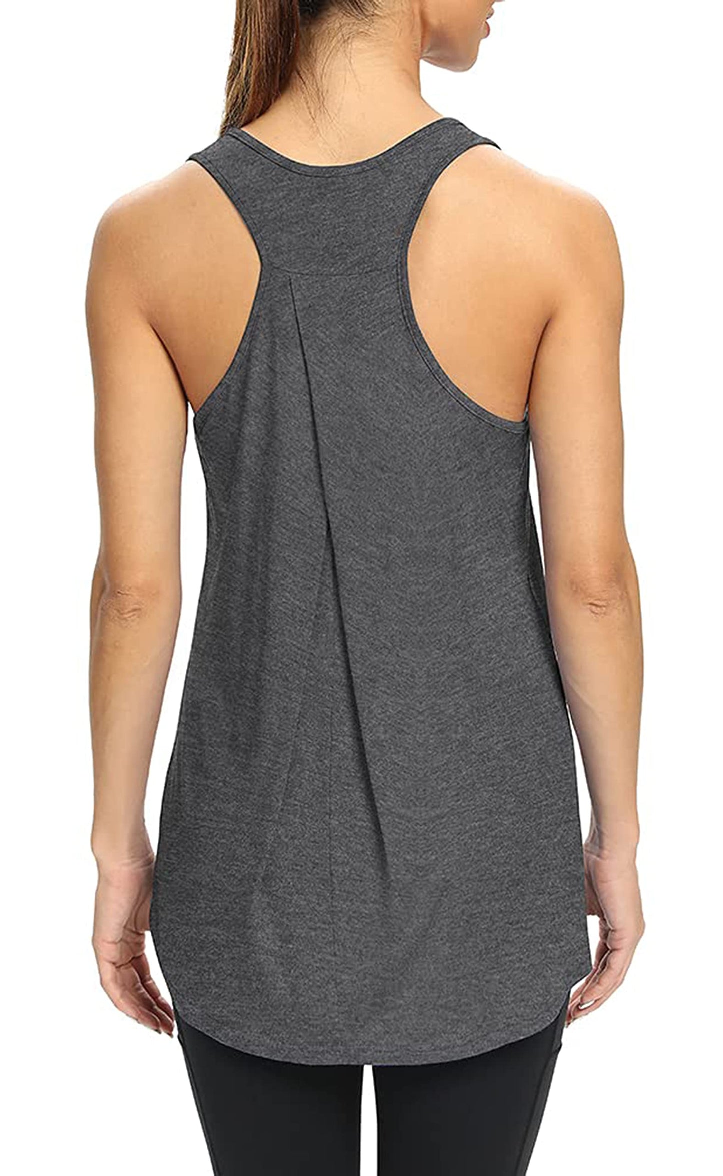 Bestisun Long Yoga Workout Tank Tops Tennis Sports Shirts Loose fit Gym Exercise Clothes for Women Heather Gray M