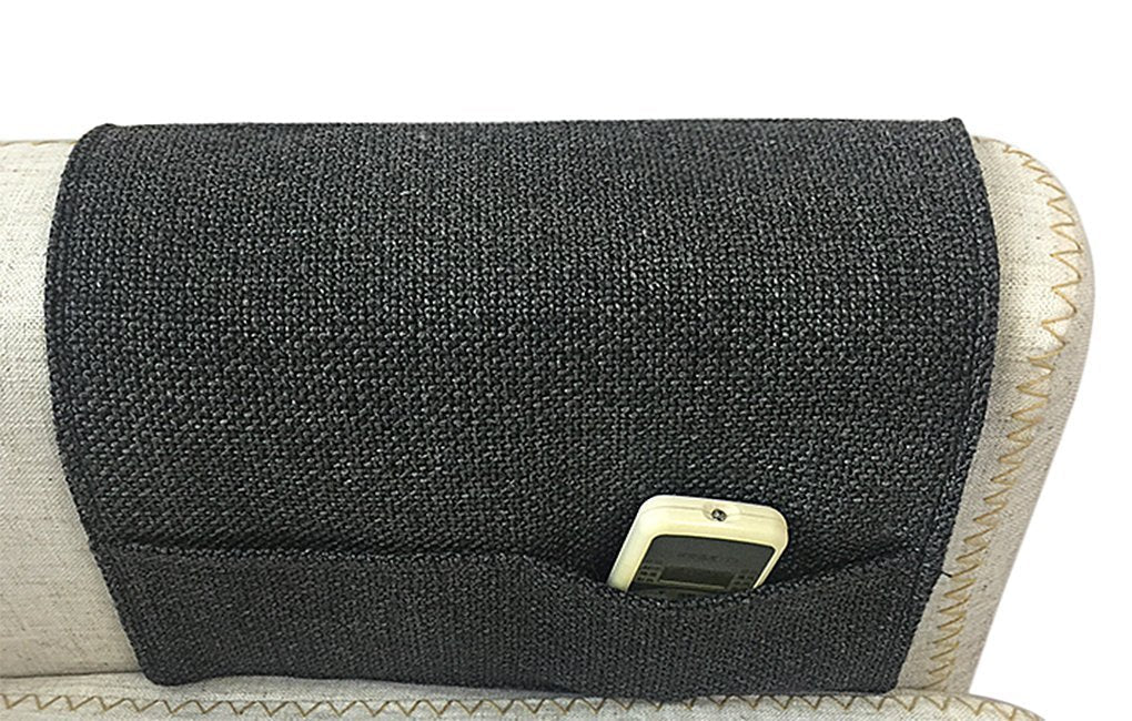 Anti-Slip Couch Sofa Armrest Organiser Chair Bedside Storage Pocket TV Remote Holder Bed Storage Pocket Bag for Cellphone Notepad Book Magazines Holder Pouch (#C1-Dark Grey (Dual Pockets on each end))