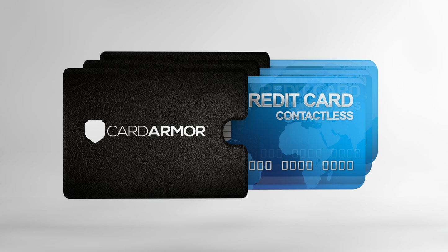 Card Armor Credit Card Holder, 6 Premium RFID Blocking Sleeves with Clear Front for Easy Viewing, Prevent Identity or Financial Theft from High Tech Thieves