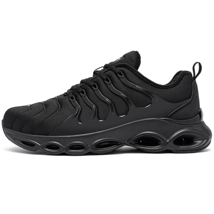 LARNMERN Steel Toe Cap Trainers Mens Safety Trainers Lightweight Safety Shoes Cushioning Fashion Breathable Comfortable Work Shoes (Black,9 UK)