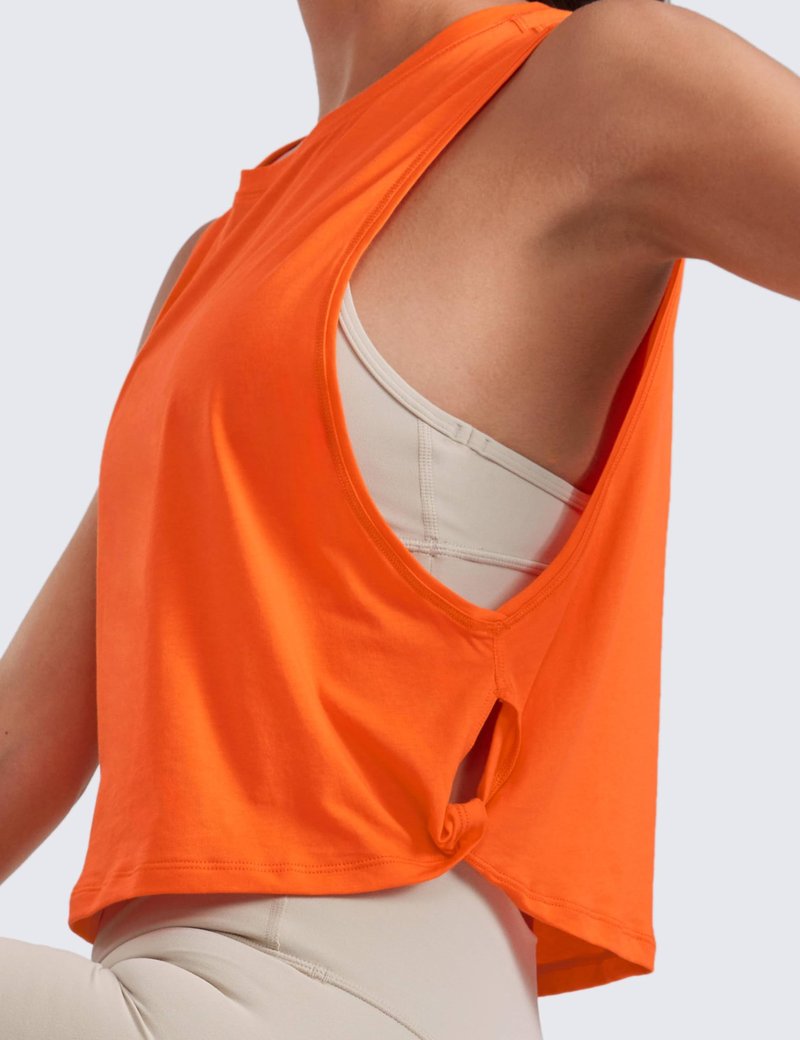 CRZ YOGA Pima Cotton Large Armhole Tank Tops for Women - Workout Sport Athletic Yoga Running Gym Loose Crop Sleeveless Shirts Deep Armhole-Coral X-Small