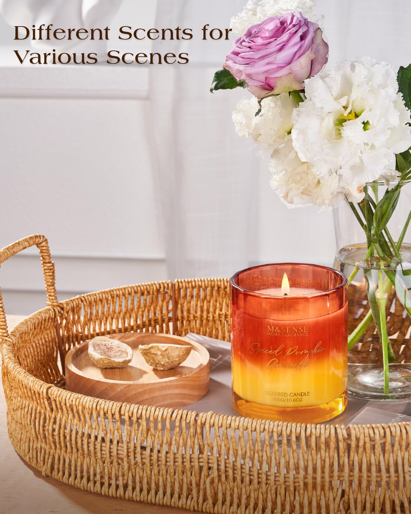 M&SENSE Spiced Pumpkin Soy Scented Candles Natural Non Toxic, 10.6oz 60 Hours Long Lasting Slow Burning Fall Scent Unique Luxury Candle Gifts Halloween Home Decor for Women Men