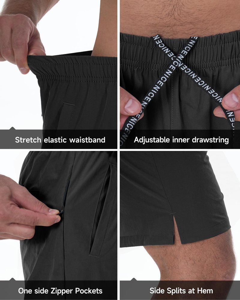 Lempue 2 Pack Mens Athletic Workout Shorts 7 Inch Quick Dry Gym Shorts with Pockets, Sports Tennis Running Shorts for Men