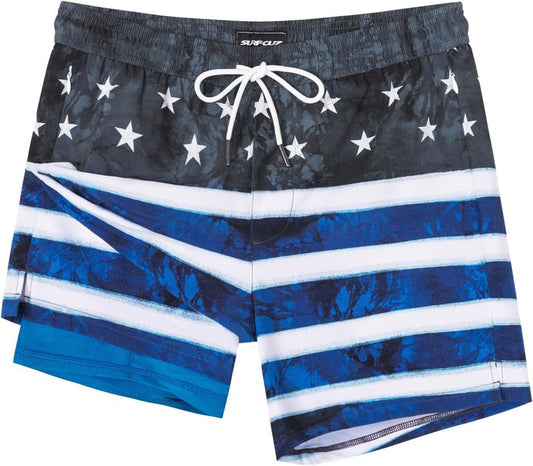 Men's Swim Trunks with Compression Liner - Quick Dry 5-Inch Bathing Suit with Zipper Pockets