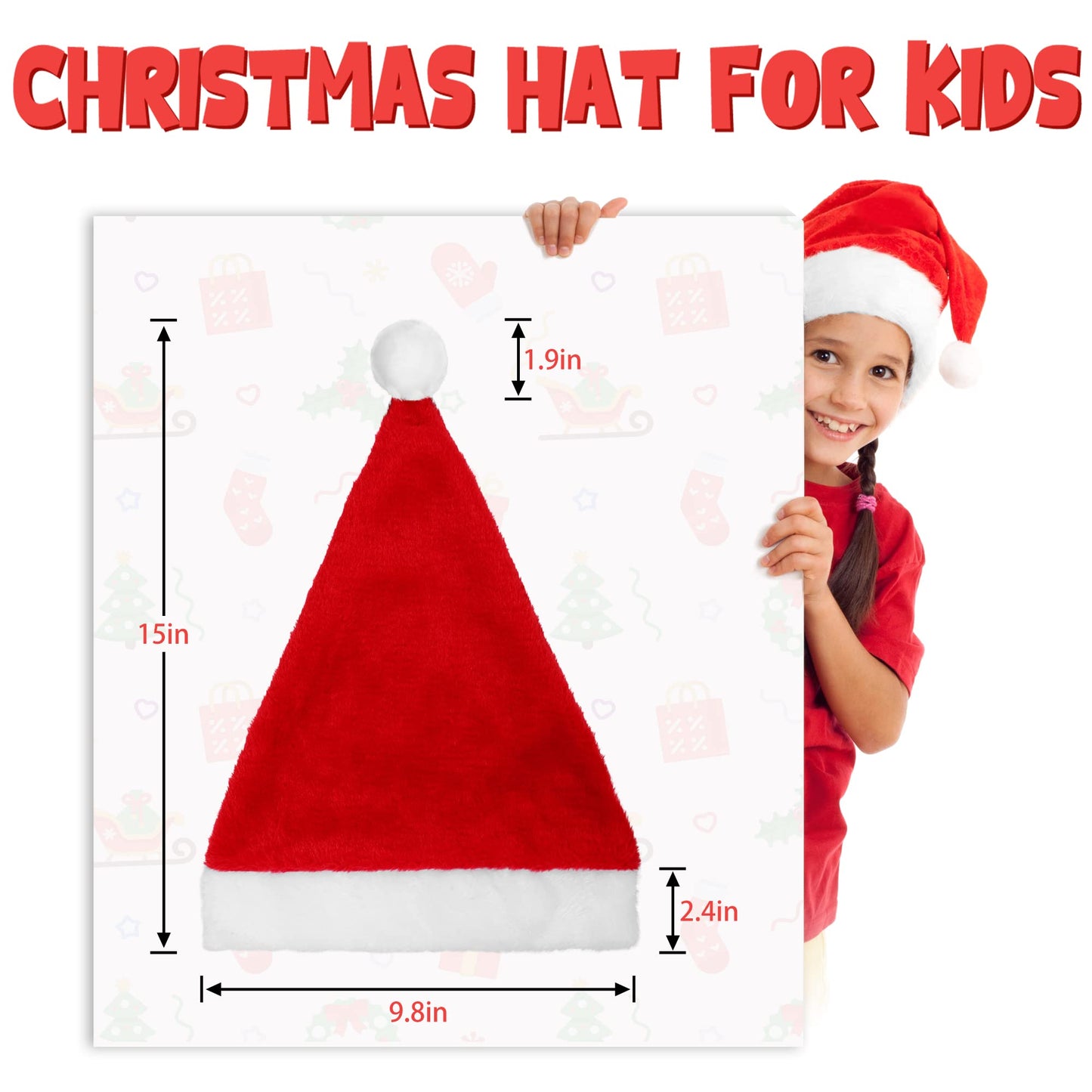 tgosomt Santa Hat, Light up Christmas Hats, Santa Hat with LED Lights for Adults & kids Christmas Gifts