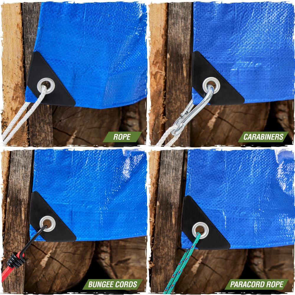 RUGGED RHINO Heavy Duty Waterproof Tarp, UV and Tear Resistant Cover with Reinforced Grommets and Corners, Outdoor Multipurpose Tarps for Camping, Patio, Garden, Car & Roof, 5 Mil, 6x8, 1 Pack, Blue