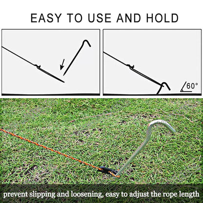 8 Pack Replacement 6.5ft Tethers and Aluminum Metal Stakes Tie Down Rope Strings for Halloween Christmas Xmas Camping Tent Blow Up Inflatable Spikes Outdoor Holiday Lawn Yard Garden Decoration