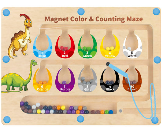HONGID Dinosaur Toys,Magnetic Color and Number Maze, Montessori Toys for 2 3 4 5 Year Old,Learning Educational Sensory Toys for Toddlers and Kids Boys Girls,Christmas Stocking Stuffers for Kids