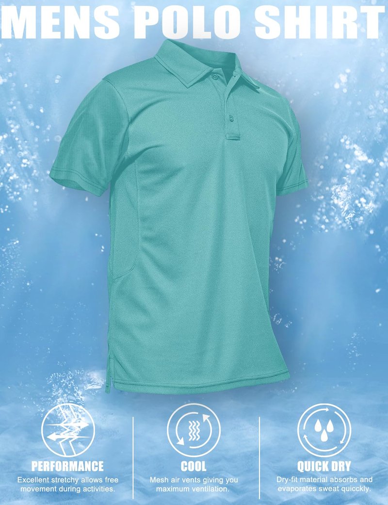 MAGCOMSEN Golf Polo Shirts for Men Short Sleeve Golf Shirts for Men Quick Dry Shirts Summer Shirts Polo Shirts Work Shirts for Men T Shirts Fishing Shirts Casual Shirts