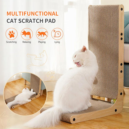 Familypoint Cat Scratcher, Cat Scratching Post, Cardboard Cat Scratching Board with Ball Toy, Large Vertical L Shape Cat Scratcher Scratch Pads Toys for Indoor Cats, Catnip