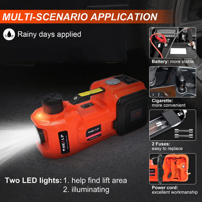 E-HEELP Electric Car Jack Kit 5Ton 12V Hydraulic Car Jack Lift (Lifting Range: 6.1~20.86 inch) with Electric Impact Wrench for SUV MPV Sedan Truck Change Tires Garage Repair