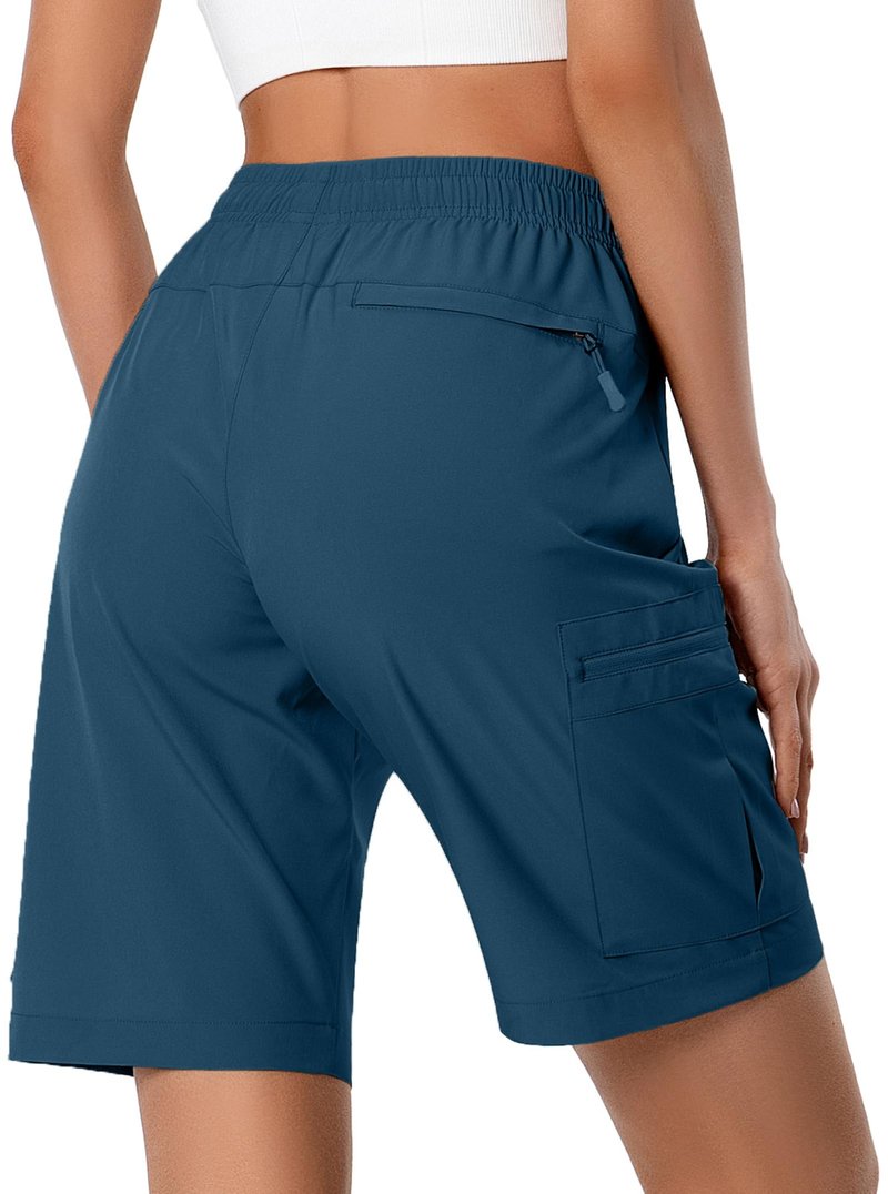 Hugut Women's Lightweight Hiking Cargo Shorts Quick Dry Athletic Shorts for Camping Travel Golf with Zipper Pockets Water Resistant Dusty Blue