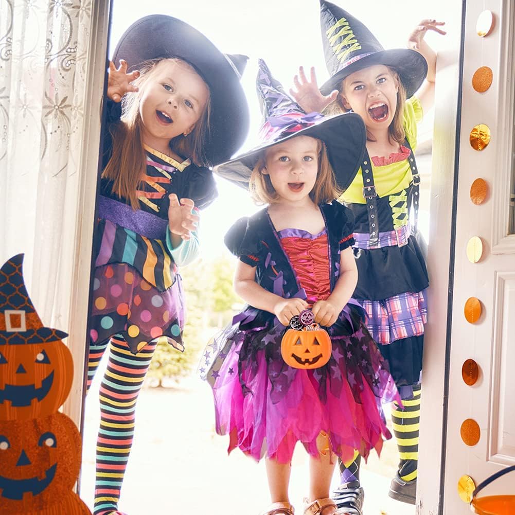 MCPINKY Small Halloween Candy Buckets, 12PCS Mini Portable Pumpkin Bucket Candy Bowl Holders for Kids Trick Or Treat Party Favor