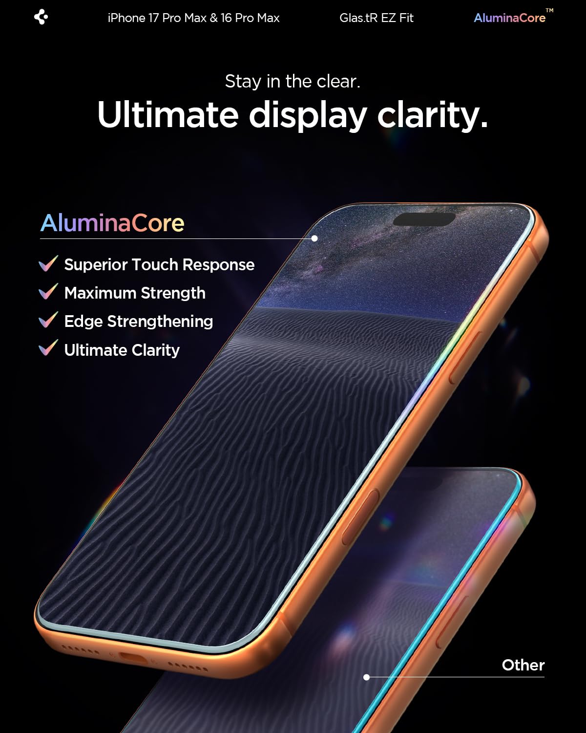 Spigen Glas.tR EZ Fit Tempered Glass Screen Protector for iPhone 17 Pro Max, iPhone 16 Pro Max - 2 Pack