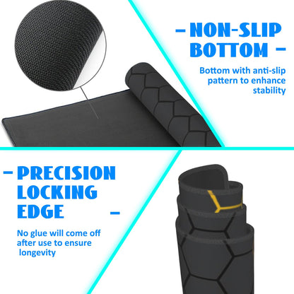 Desk Mat, Black Gold Honeycomb Technology Extended Gaming Mouse Pad Large, 31.5"x11.8" Big Mouse Pad with Non-Slip Base and Stitched Edge, Long Computer Keyboard Mouse Mat for Home Office Work