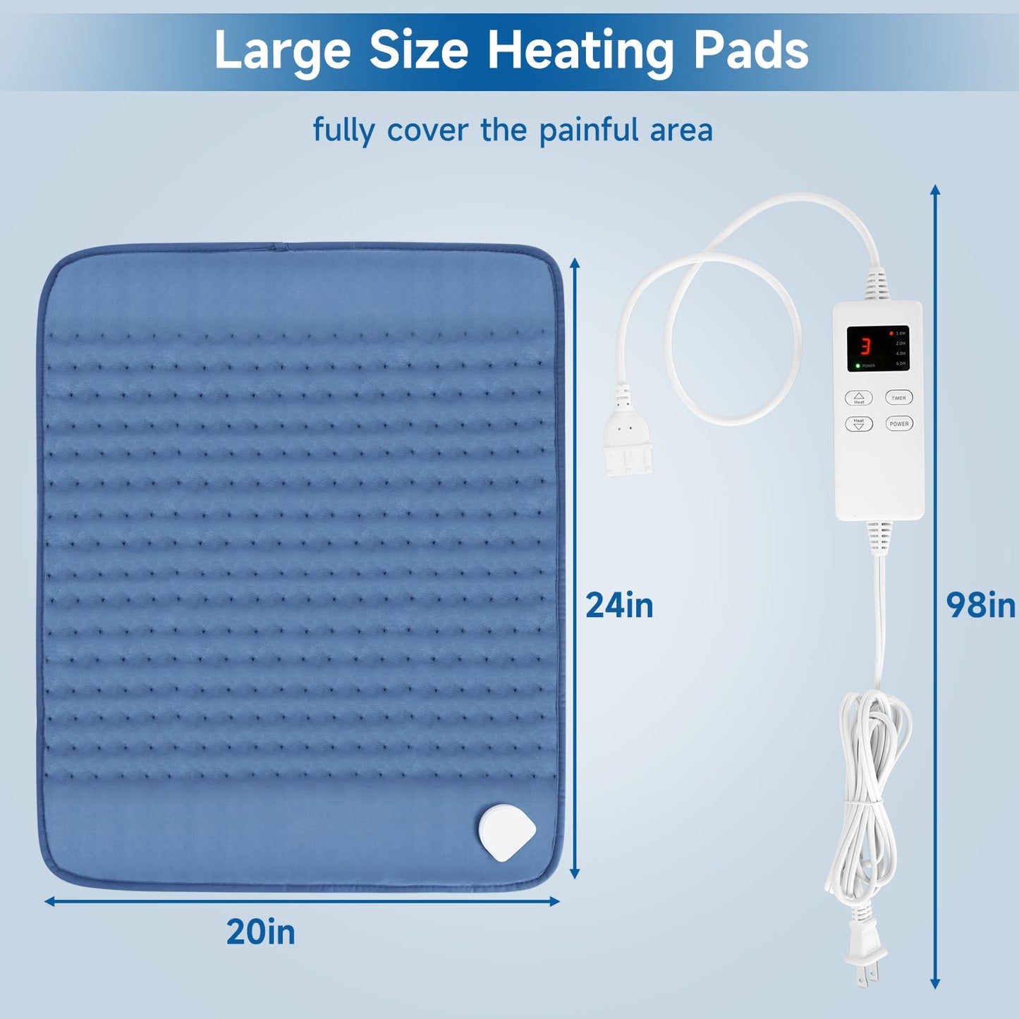 Heating Pad for Back, Large Heating Pads for Body Muscle Pain Cramps Relief, 6 Heat Settings Machine Washable Electric Heating Pad, Birthday Christmas Gifts for Women Mom